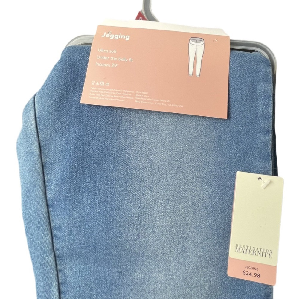 Destination Maternity Jeggings Ultra Soft Under Belly Blue Denim Look Small - Picture 2 of 2